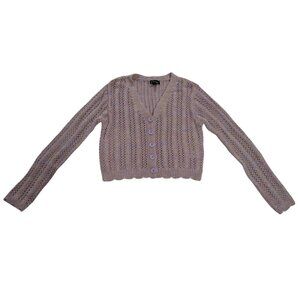 Art Class Womens Pastel Crochet Cardigan Sweater M Recycled Cotton, Acrylic, NWT